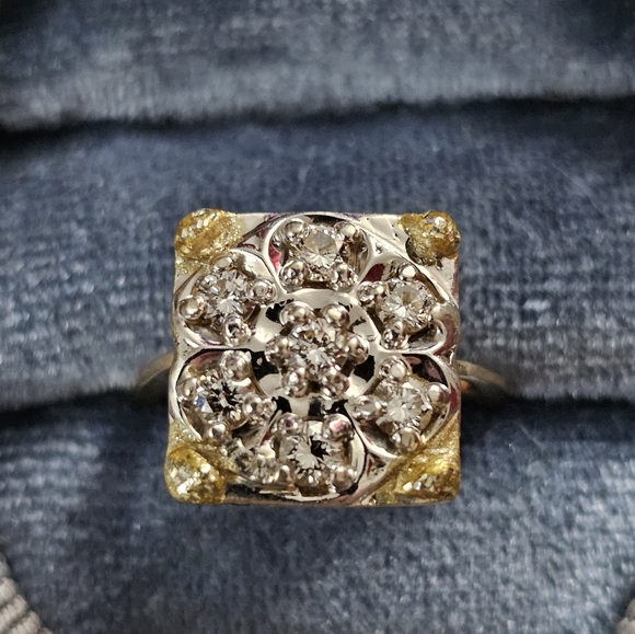 14k Diamond Yellow,white Gold Ring (Vintage)